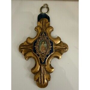 Vintage Jaru Gold Ornate Cross Religious  Wall Art From 1960’s